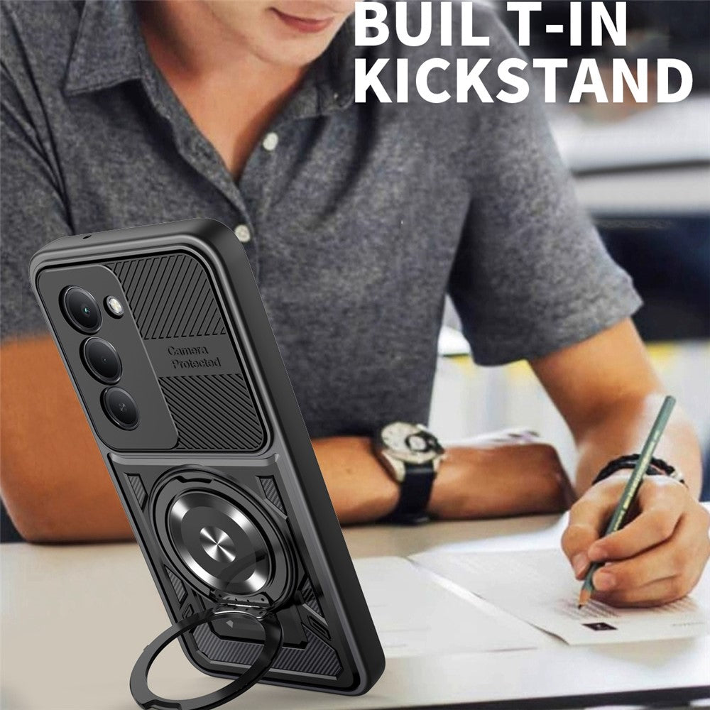 For Xiaomi Redmi 15 5G (EU) (171mm)  /  15 4G (EU) (171mm) Magnetic Case Rotating Kickstand TPU + PC Phone Cover