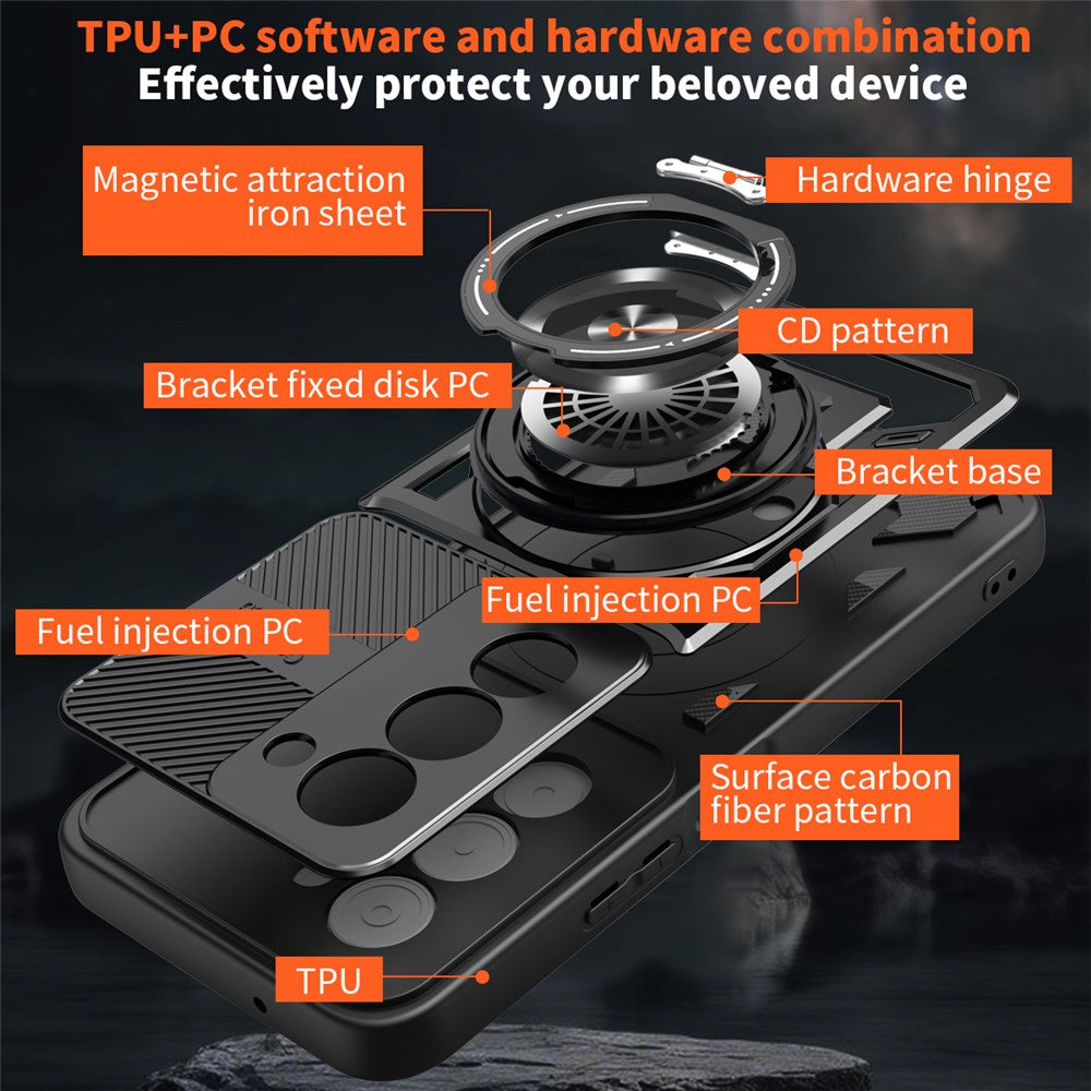For Xiaomi Redmi 15 5G (EU) (171mm)  /  15 4G (EU) (171mm) Magnetic Case Rotating Kickstand TPU + PC Phone Cover
