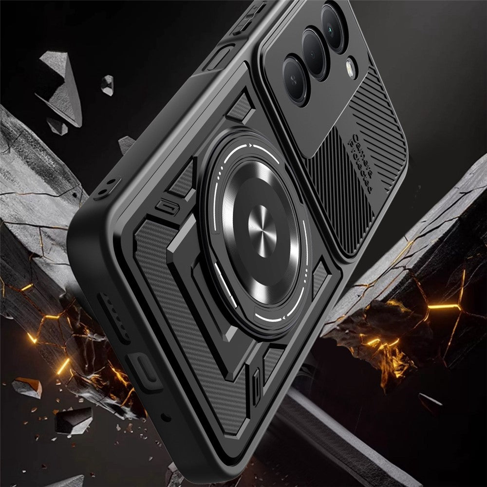 For Xiaomi Redmi 15 5G (EU) (171mm)  /  15 4G (EU) (171mm) Magnetic Case Rotating Kickstand TPU + PC Phone Cover