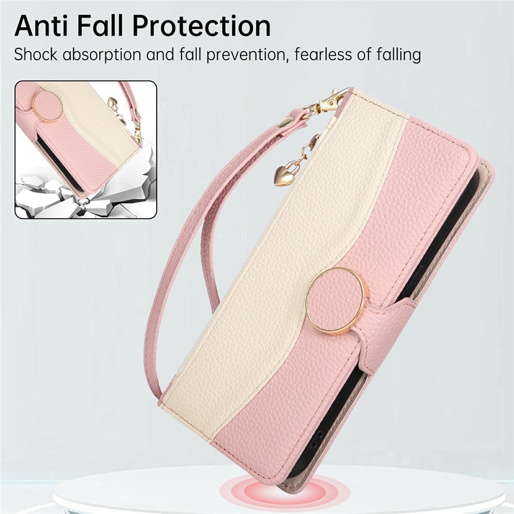 Phone Case For Honor Magic8 Lite 5G  /  X9d 5G  /  X70 5G Zipper Wallet Color Splicing TPU PU Leather Flip Phone Cover with Strap