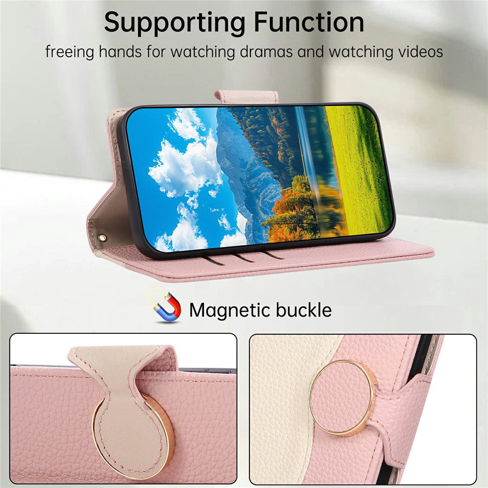 Phone Case For Honor Magic8 Lite 5G  /  X9d 5G  /  X70 5G Zipper Wallet Color Splicing TPU PU Leather Flip Phone Cover with Strap