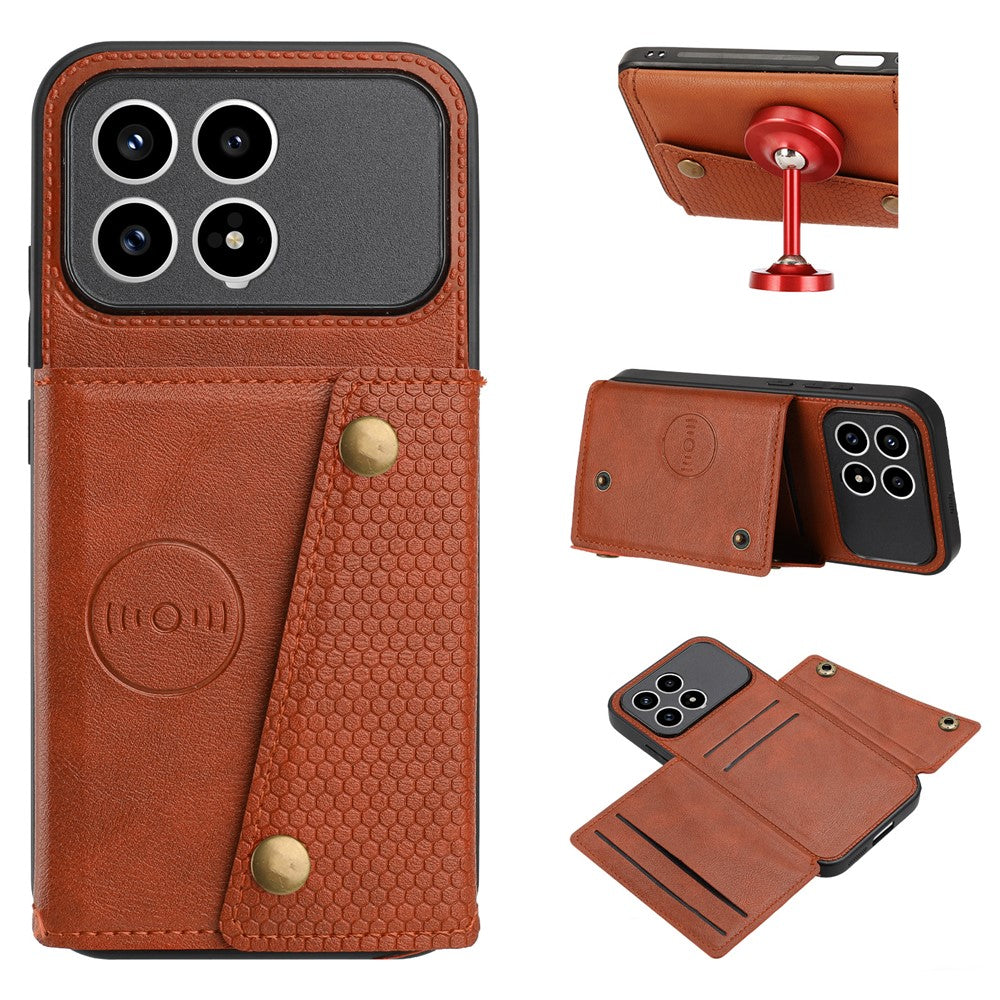 Phone Case For Xiaomi Poco F8 Pro 5G  /  Redmi K90 5G with Card Slots Kickstand Leather + TPU Phone Cover