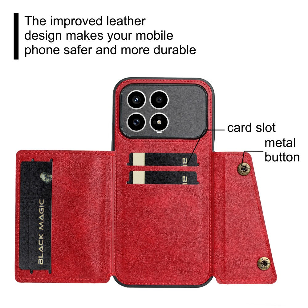 Phone Case For Xiaomi Poco F8 Pro 5G  /  Redmi K90 5G with Card Slots Kickstand Leather + TPU Phone Cover