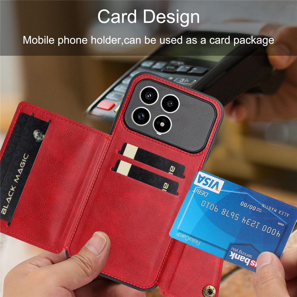 Phone Case For Xiaomi Poco F8 Pro 5G  /  Redmi K90 5G with Card Slots Kickstand Leather + TPU Phone Cover