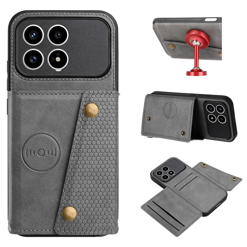 Phone Case For Xiaomi Poco F8 Pro 5G  /  Redmi K90 5G with Card Slots Kickstand Leather + TPU Phone Cover