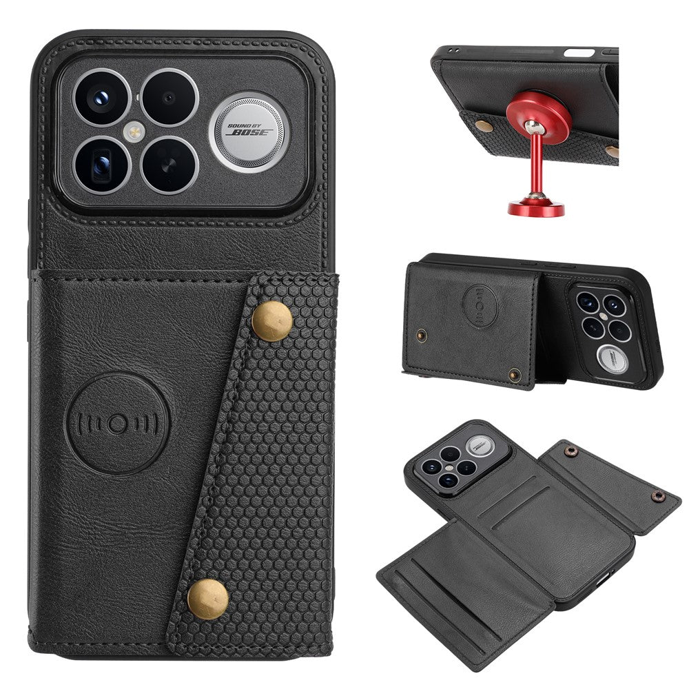 Phone Case For Xiaomi Poco F8 Ultra  /  Redmi K90 Pro Max 5G with Card Slots Kickstand Leather + TPU Phone Cover