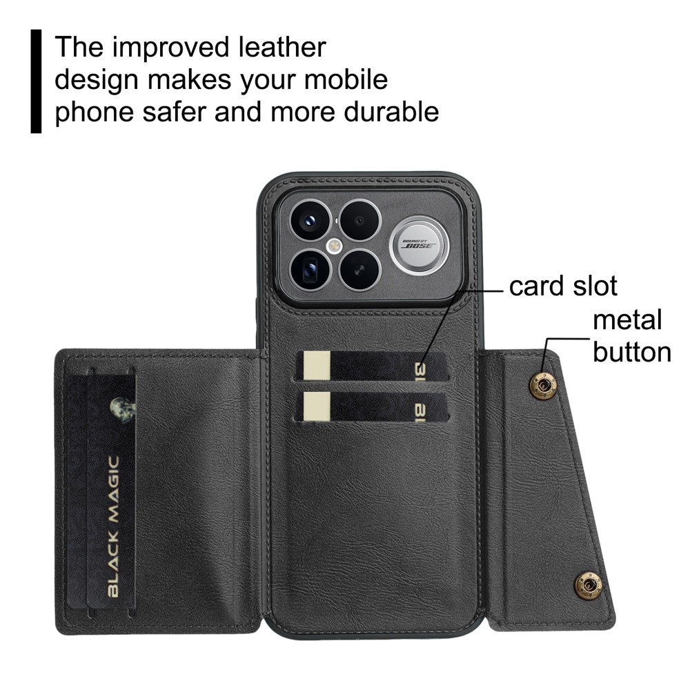 Phone Case For Xiaomi Poco F8 Ultra  /  Redmi K90 Pro Max 5G with Card Slots Kickstand Leather + TPU Phone Cover