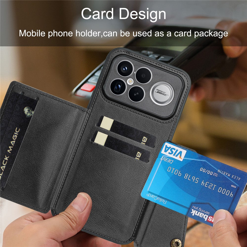 Phone Case For Xiaomi Poco F8 Ultra  /  Redmi K90 Pro Max 5G with Card Slots Kickstand Leather + TPU Phone Cover