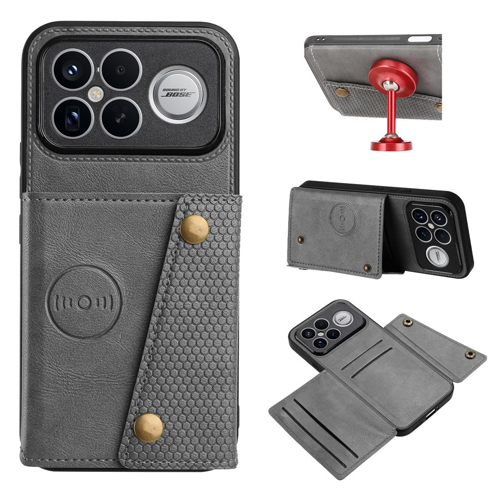 Phone Case For Xiaomi Poco F8 Ultra  /  Redmi K90 Pro Max 5G with Card Slots Kickstand Leather + TPU Phone Cover