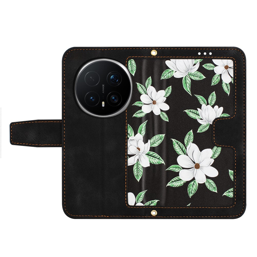 Honor Magic8 Pro 5G Wallet-Handyhülle – Aus PU-Leder, mit Blumenmuster & Kartenfächern