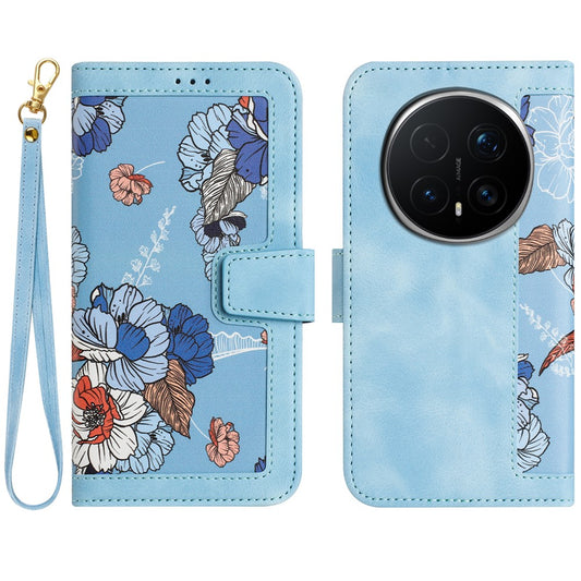 Honor Magic8 Pro 5G Wallet-Handyhülle – Aus PU-Leder, mit Blumenmuster & Kartenfächern