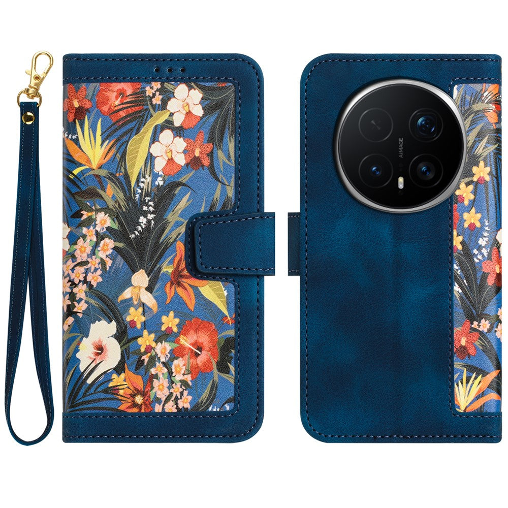 Honor Magic8 Pro 5G Wallet-Handyhülle – Aus PU-Leder, mit Blumenmuster & Kartenfächern