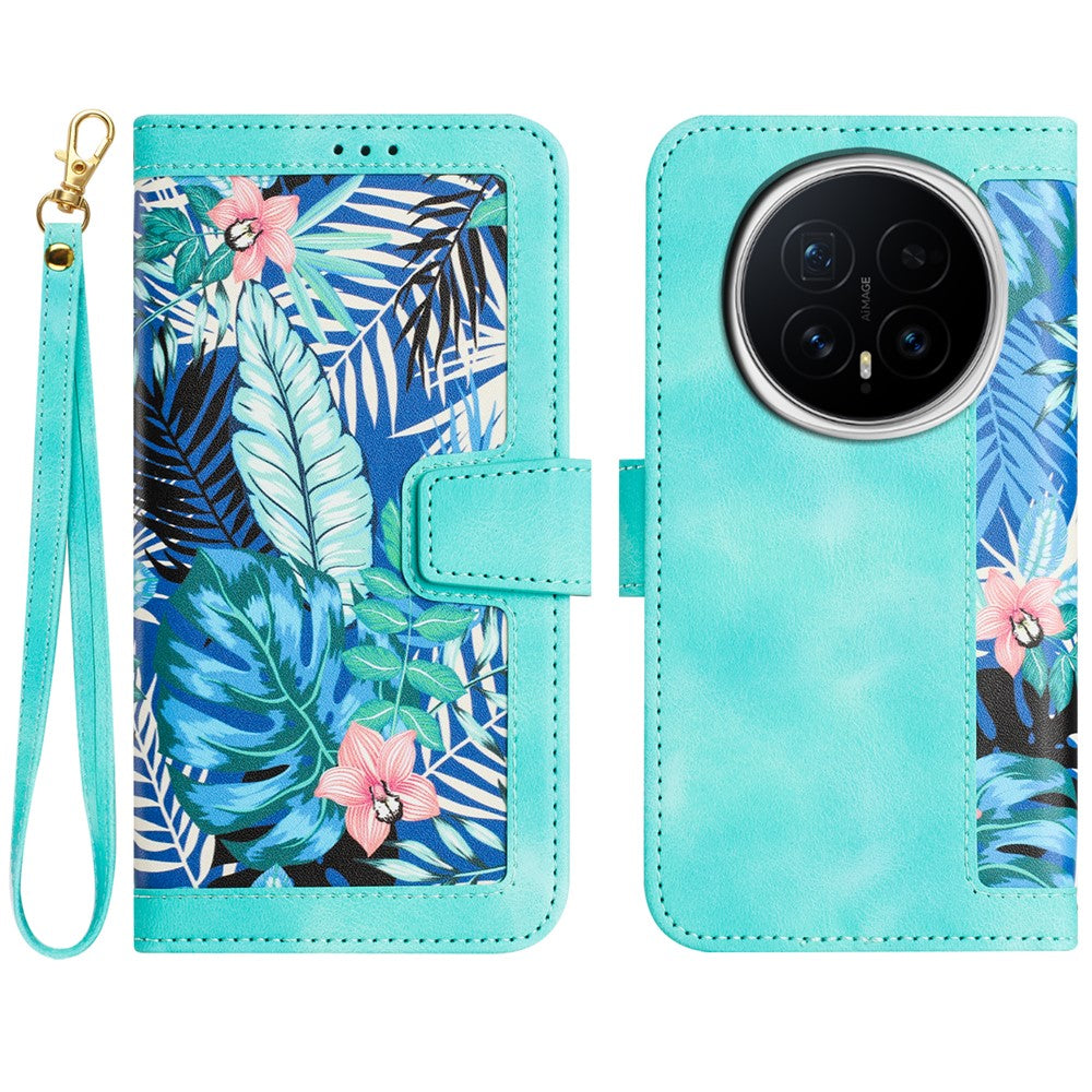 Honor Magic8 5G Wallet-Handyhülle – Aus PU-Leder, mit Blumenmuster & Kartenfächern