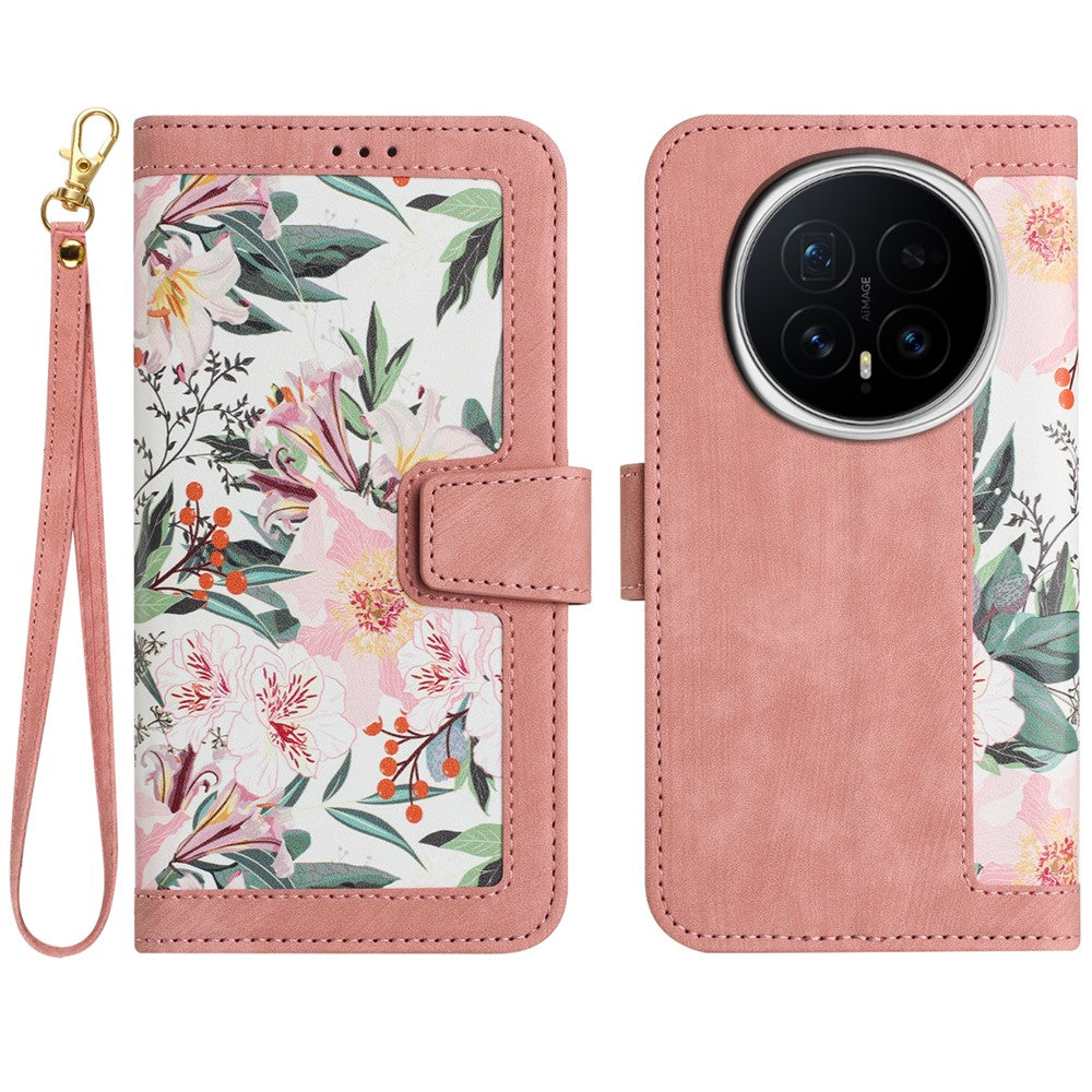 Honor Magic8 5G Wallet-Handyhülle – Aus PU-Leder, mit Blumenmuster & Kartenfächern