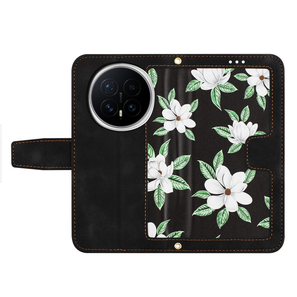 Honor Magic8 5G Wallet-Handyhülle – Aus PU-Leder, mit Blumenmuster & Kartenfächern