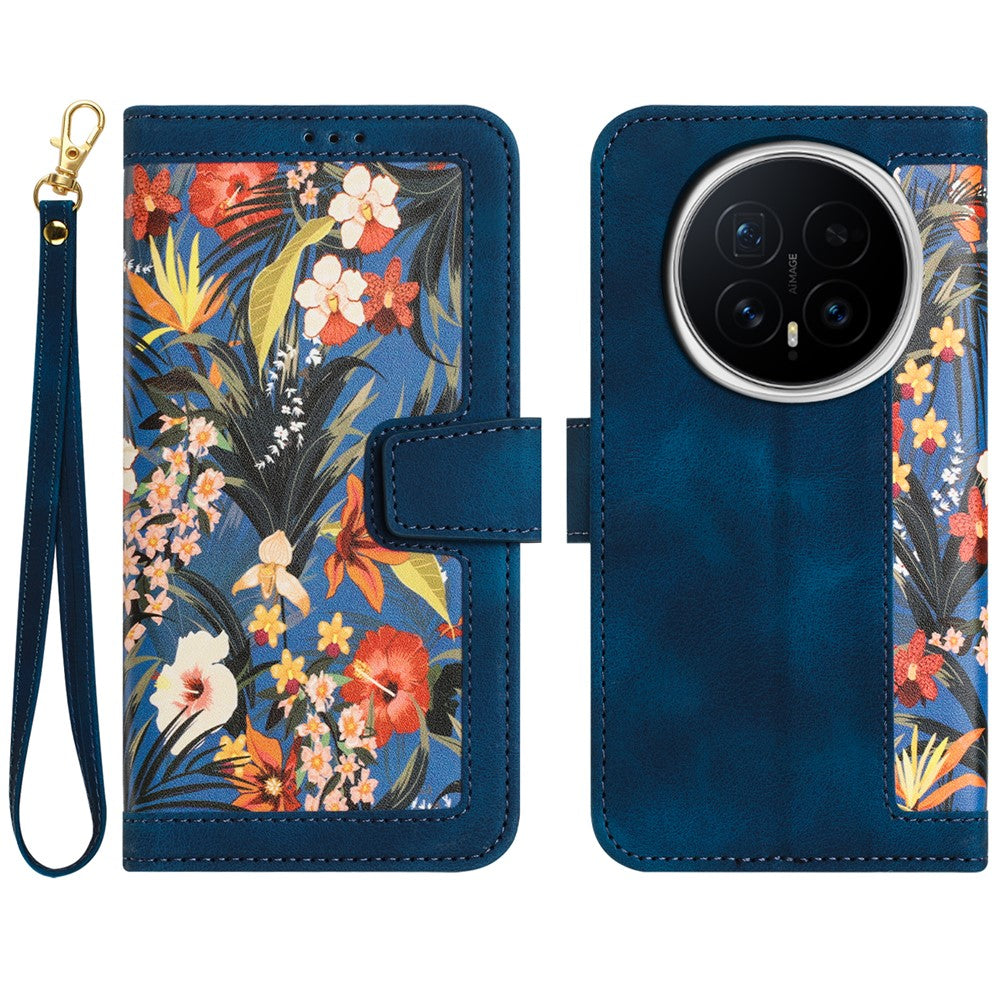Honor Magic8 5G Wallet-Handyhülle – Aus PU-Leder, mit Blumenmuster & Kartenfächern