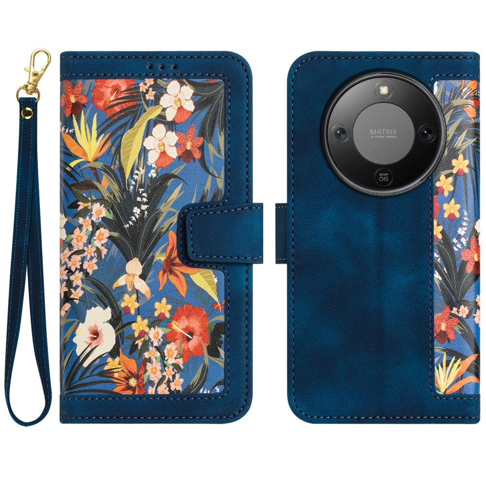 Honor Magic8 Lite 5G / X9d 5G / X70 5G Wallet-Handyhülle – Aus PU-Leder, mit Blumenmuster & Kartenfächern