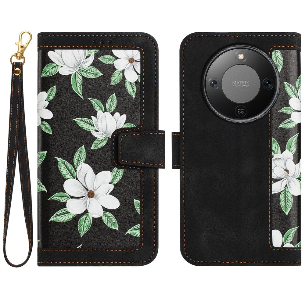 Honor Magic8 Lite 5G / X9d 5G / X70 5G Wallet-Handyhülle – Aus PU-Leder, mit Blumenmuster & Kartenfächern