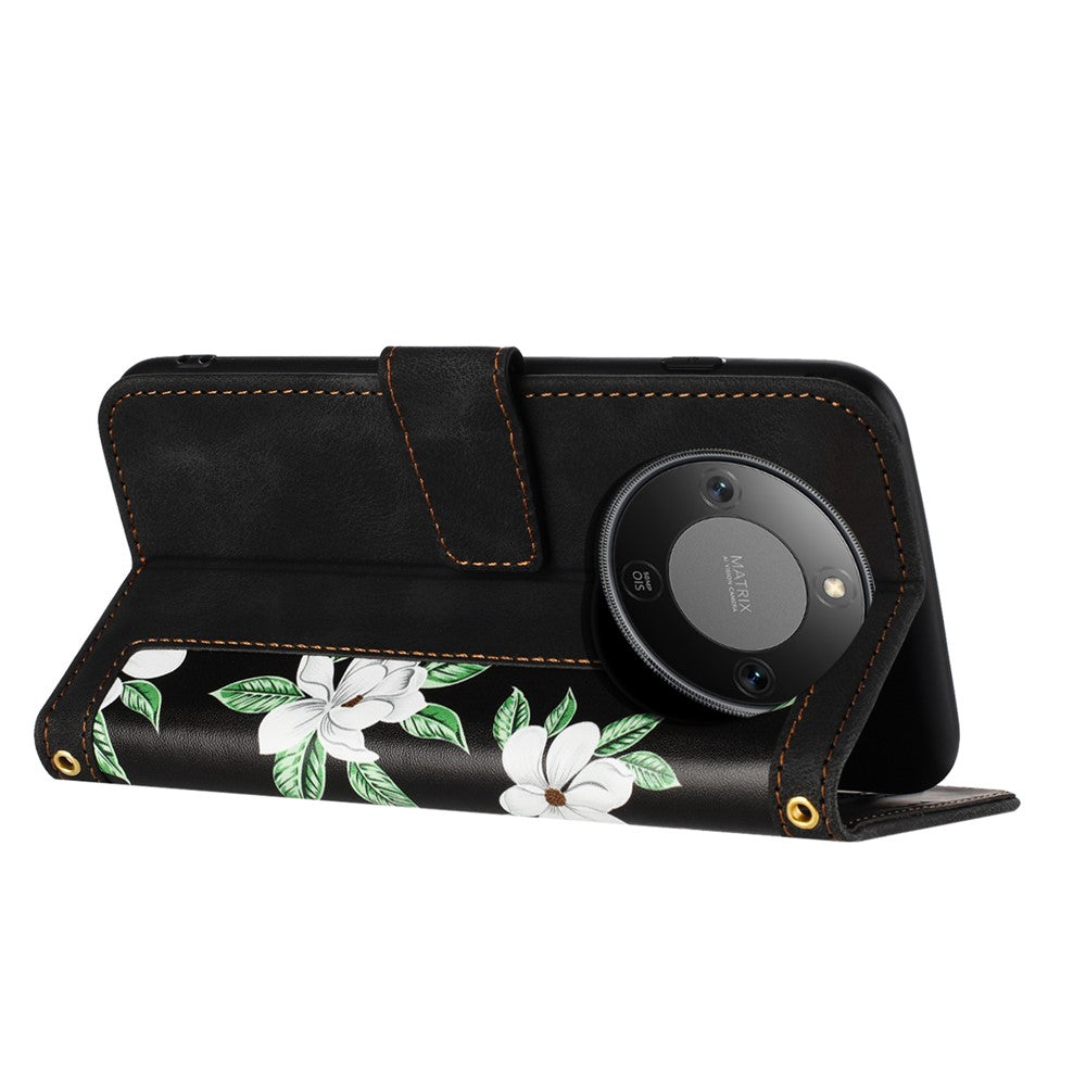 Honor Magic8 Lite 5G / X9d 5G / X70 5G Wallet-Handyhülle – Aus PU-Leder, mit Blumenmuster & Kartenfächern