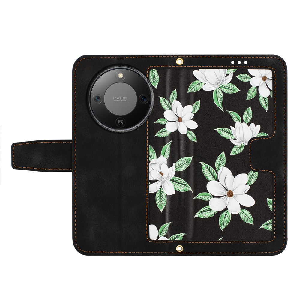 Honor Magic8 Lite 5G / X9d 5G / X70 5G Wallet-Handyhülle – Aus PU-Leder, mit Blumenmuster & Kartenfächern