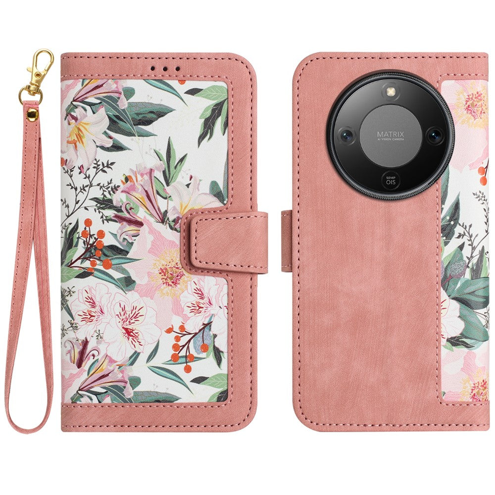 Honor Magic8 Lite 5G / X9d 5G / X70 5G Wallet-Handyhülle – Aus PU-Leder, mit Blumenmuster & Kartenfächern
