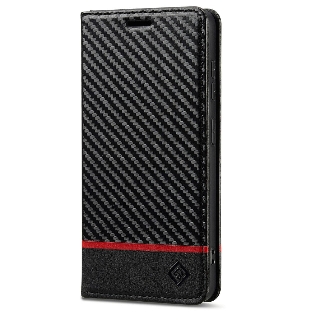 LC.IMEEKE For Samsung Galaxy S26 Wallet Case Carbon Fiber Texture Leather Phone Cover