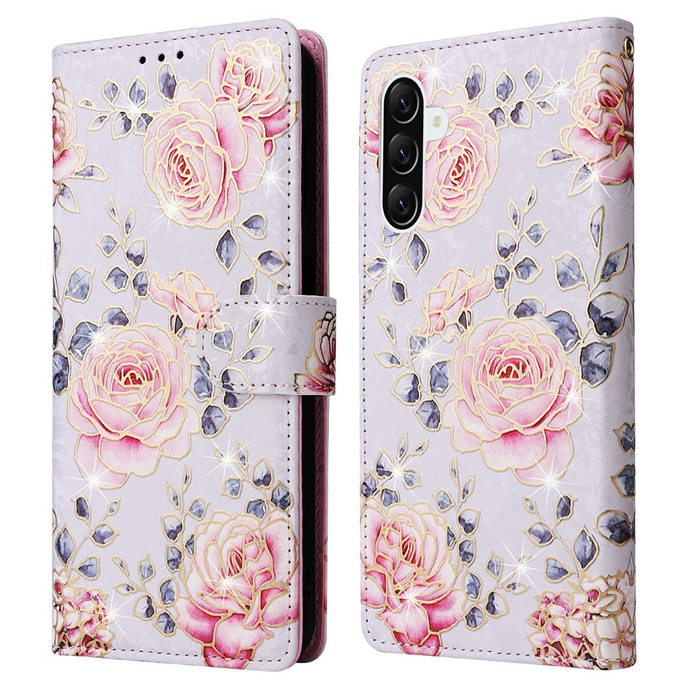 For Samsung Galaxy A57 5G Case RFID Blocking Flower Leather Phone Cover