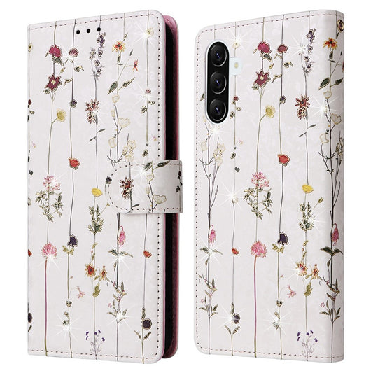 Galaxy A57 5G Handyhülle – RFID-blockierende aus Leder mit Blumenmotiv