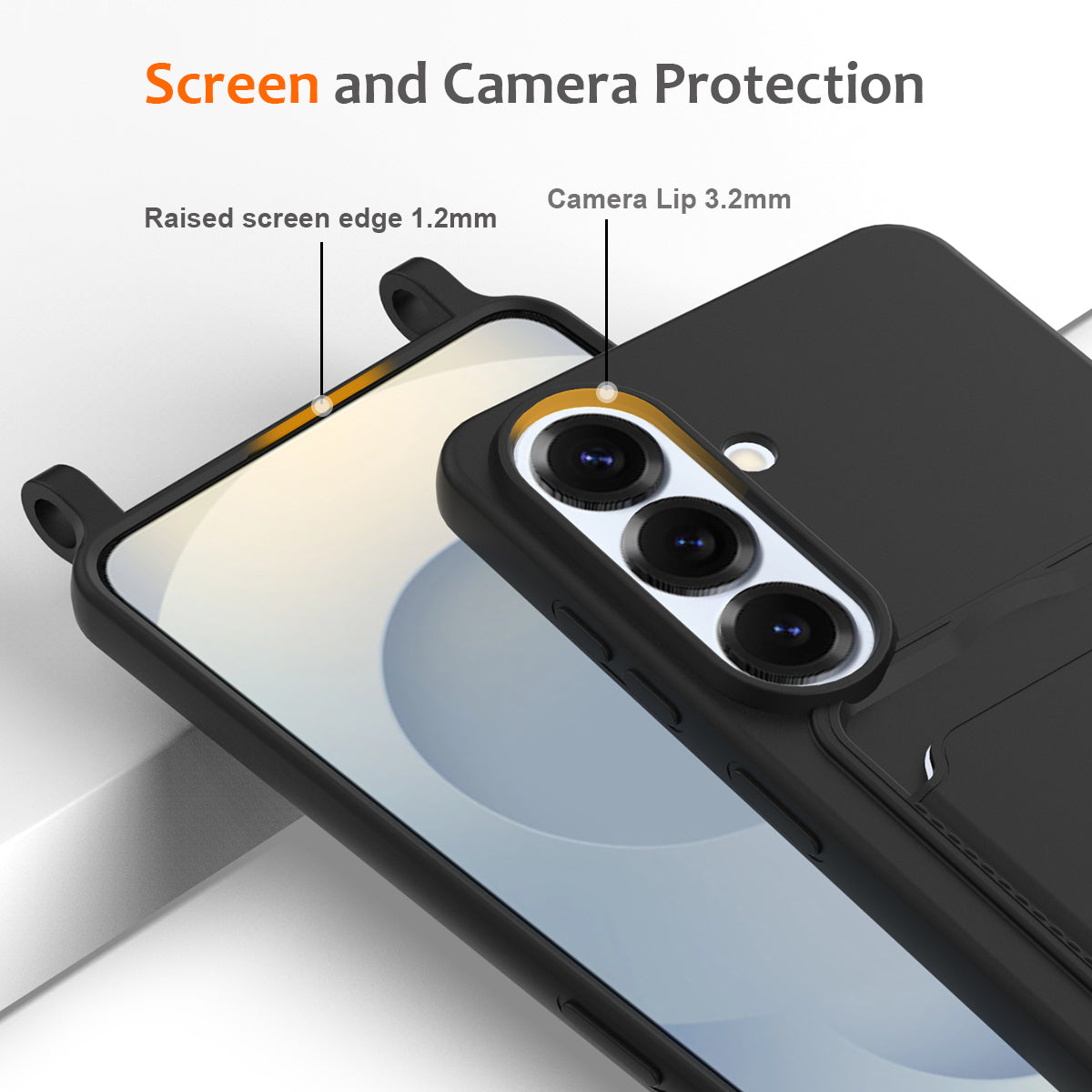 For Samsung Galaxy S26 Case Liquid Silicone Card Holder Back Phone Cover with Lanyard