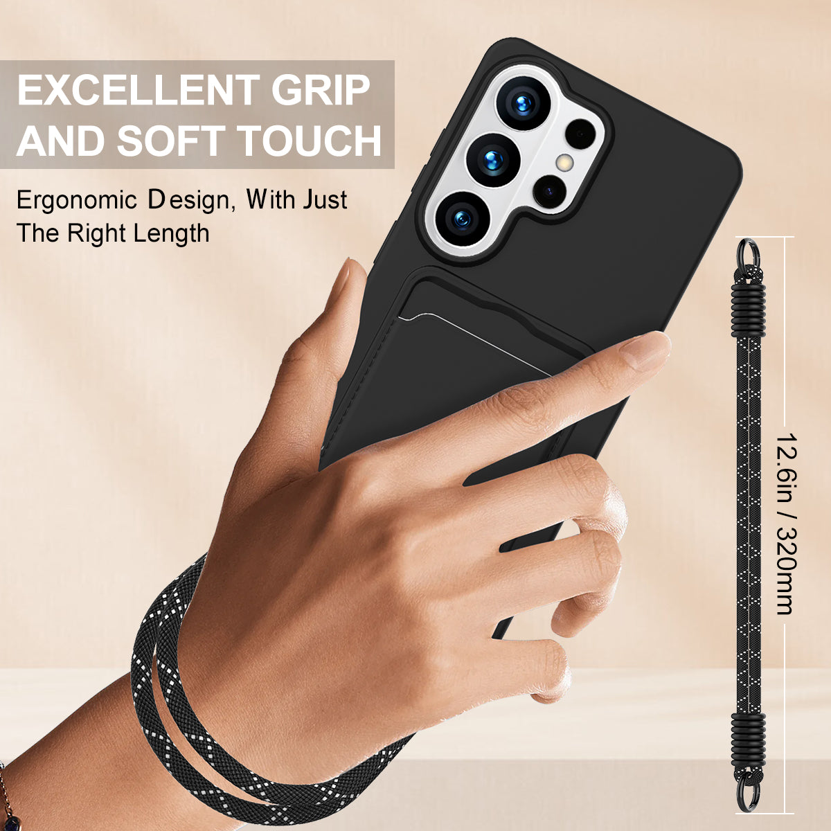 For Samsung Galaxy S26 Ultra Liquid Silicone Case  Phone Back Cover with Card Holder and Short Strap