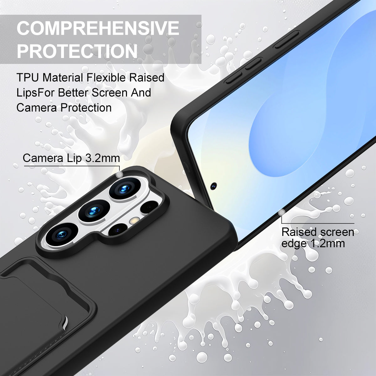 For Samsung Galaxy S26 Ultra Liquid Silicone Case  Phone Back Cover with Card Holder and Short Strap