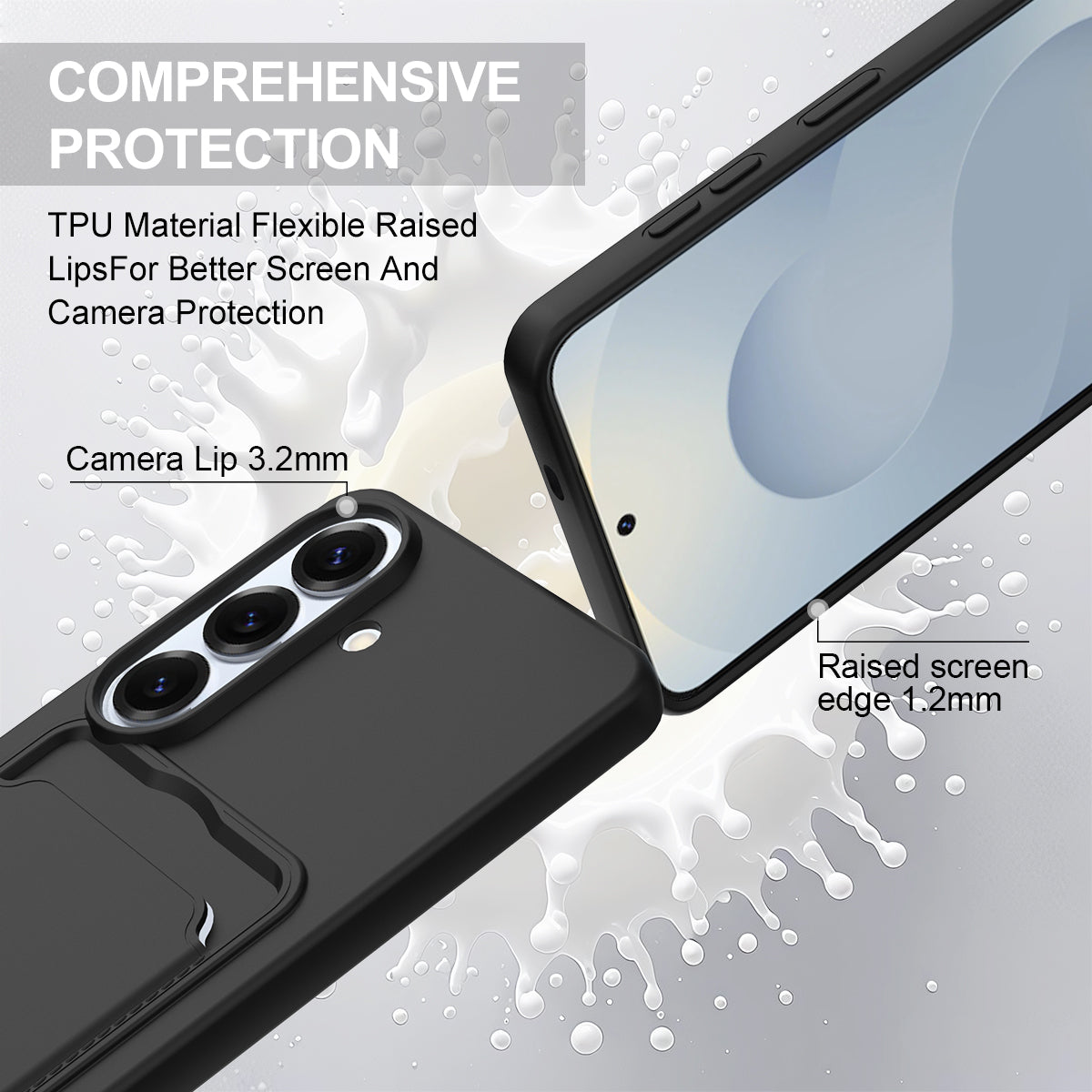 For Samsung Galaxy S26 Liquid Silicone Case  Phone Back Cover with Card Holder and Short Strap