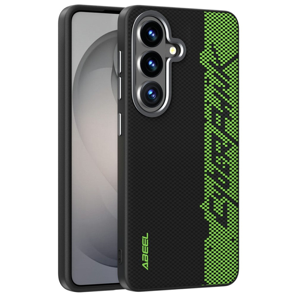 ABEEL For Samsung Galaxy S26 Magnetic Case Micro-Embossing 6D Printed PC TPU Aluminum Alloy Leather Phone Cover