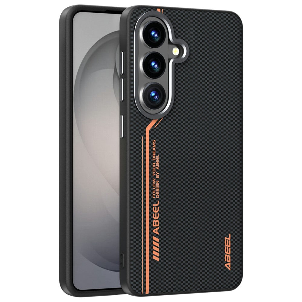 ABEEL For Samsung Galaxy S26 Magnetic Case Micro-Embossing 6D Printed PC TPU Aluminum Alloy Leather Phone Cover