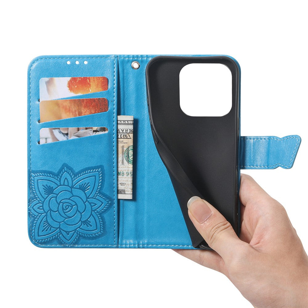 For Xiaomi 17 Case with Strap Butterfly Pattern PU Leather Wallet Phone Cover