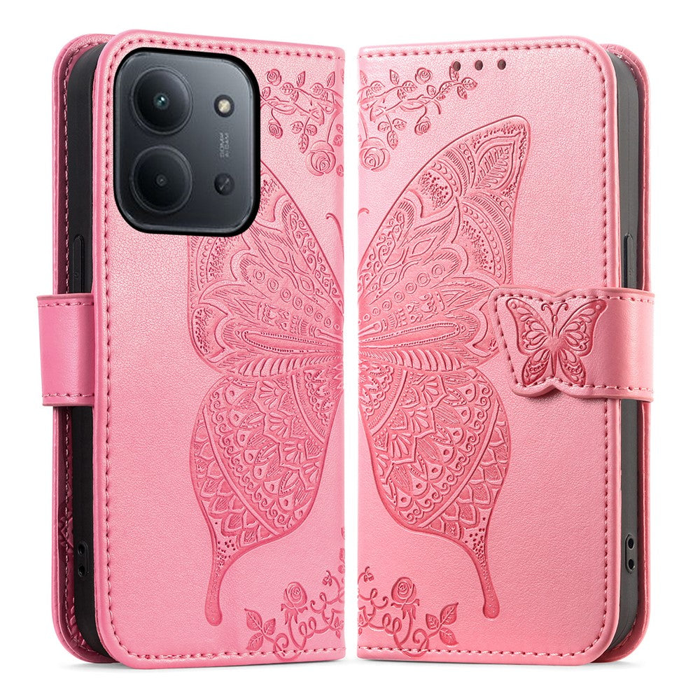 Phone Case For Xiaomi Poco C85 4G (173mm)  /  Redmi 15C 4G (EU) (173mm)  /  15C 5G (EU) (173mm) with Strap Butterfly Pattern PU Leather Wallet Phone Cover