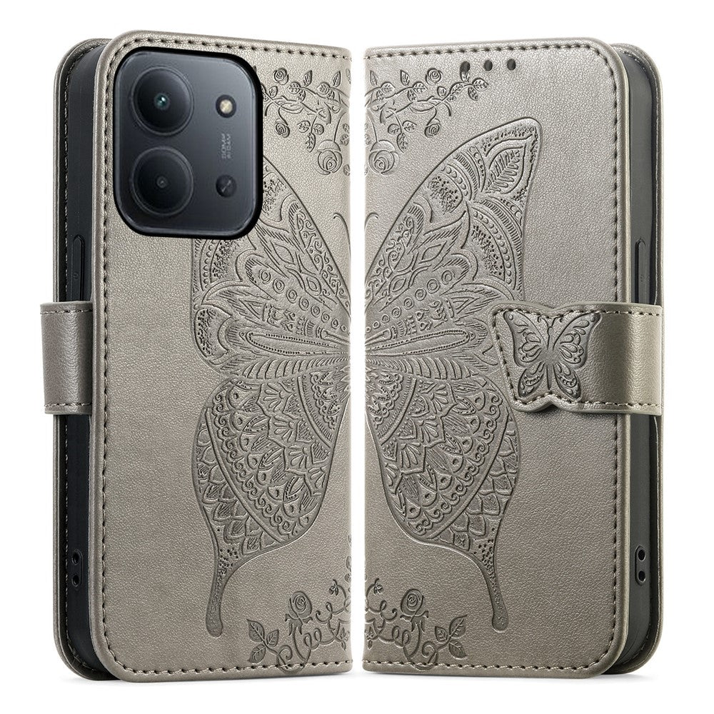 Phone Case For Xiaomi Poco C85 4G (173mm)  /  Redmi 15C 4G (EU) (173mm)  /  15C 5G (EU) (173mm) with Strap Butterfly Pattern PU Leather Wallet Phone Cover