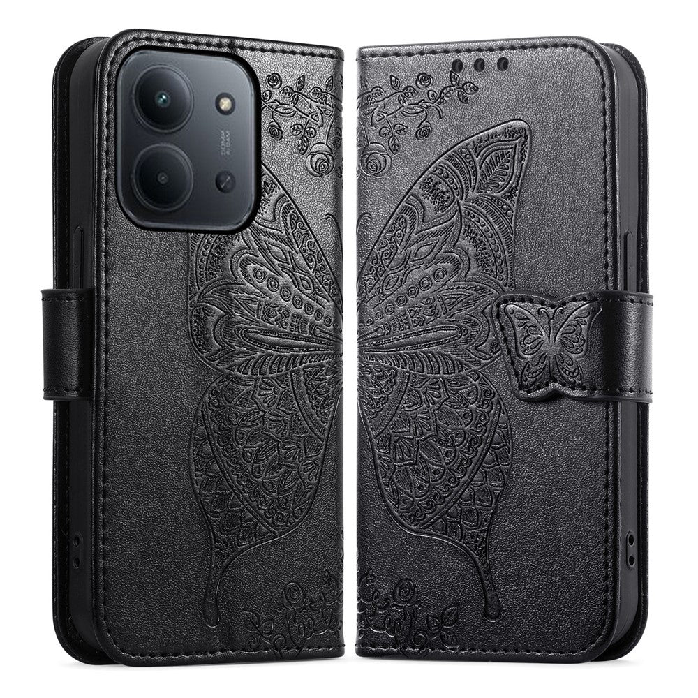 Phone Case For Xiaomi Poco C85 4G (173mm)  /  Redmi 15C 4G (EU) (173mm)  /  15C 5G (EU) (173mm) with Strap Butterfly Pattern PU Leather Wallet Phone Cover