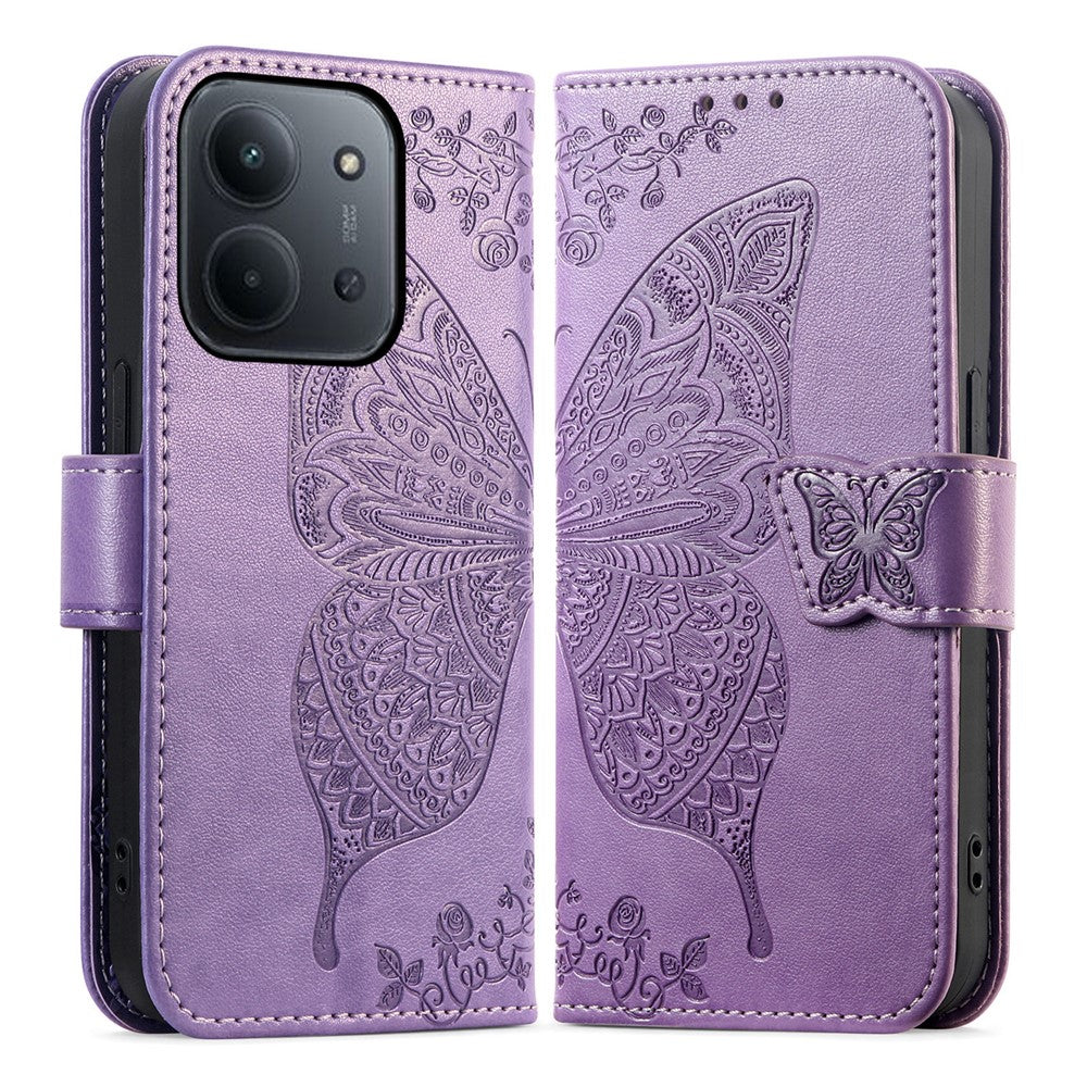 Phone Case For Xiaomi Poco C85 4G (173mm)  /  Redmi 15C 4G (EU) (173mm)  /  15C 5G (EU) (173mm) with Strap Butterfly Pattern PU Leather Wallet Phone Cover