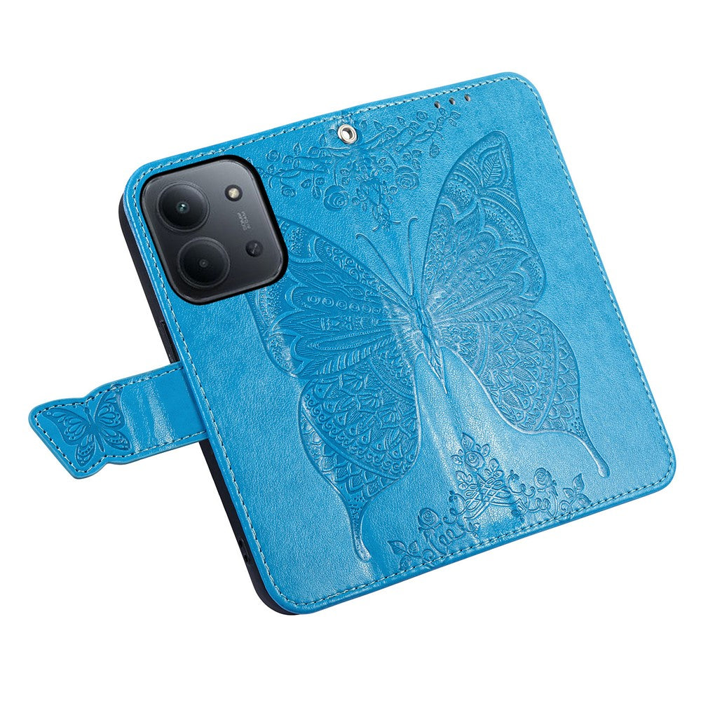 Phone Case For Xiaomi Poco C85 4G (173mm)  /  Redmi 15C 4G (EU) (173mm)  /  15C 5G (EU) (173mm) with Strap Butterfly Pattern PU Leather Wallet Phone Cover
