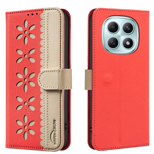 Xiaomi Redmi Note 15 5G (Global) / Xiaomi Redmi Note 15 4G (Global) / Xiaomi Poco M8 5G Handyhülle – BINFEN COLOR Redmi Note 15 5G (Global) / 15 4G (Global) Lederhülle BF36 Blumenmuster RFID-blockierender Brieftaschenständer