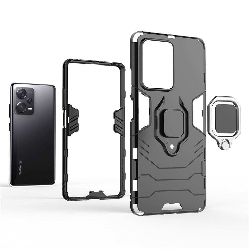 For Xiaomi Redmi Note 12 Pro+ 5G Ring Holder Kickstand Phone Back Case Shockproof PC+TPU Hybrid Cover