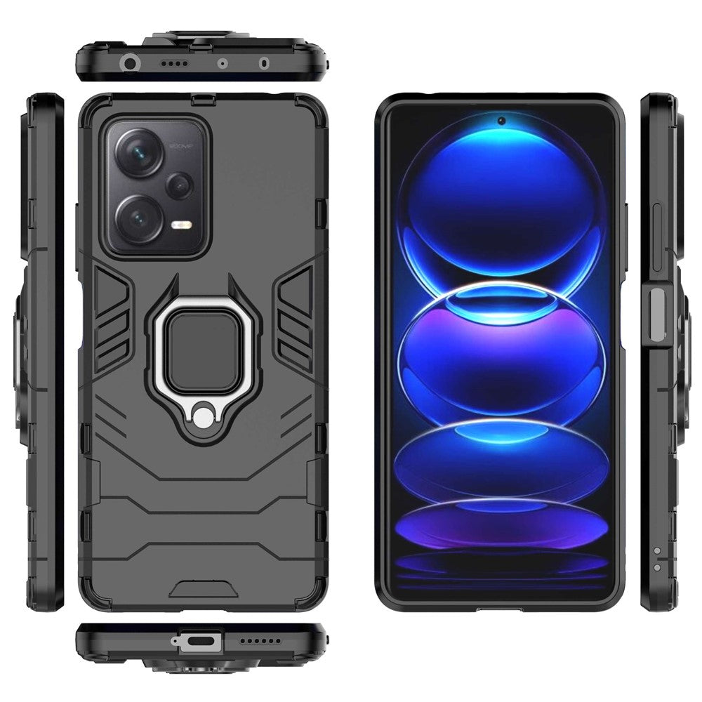 For Xiaomi Redmi Note 12 Pro+ 5G Ring Holder Kickstand Phone Back Case Shockproof PC+TPU Hybrid Cover