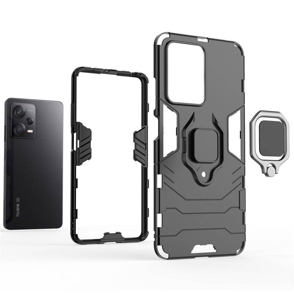 For Xiaomi Redmi Note 12 Pro 5G / Note 12 Pro Speed 5G / Poco X5 Pro 5G Ring Kickstand Phone Drop-proof Case PC+TPU Protective Back Cover