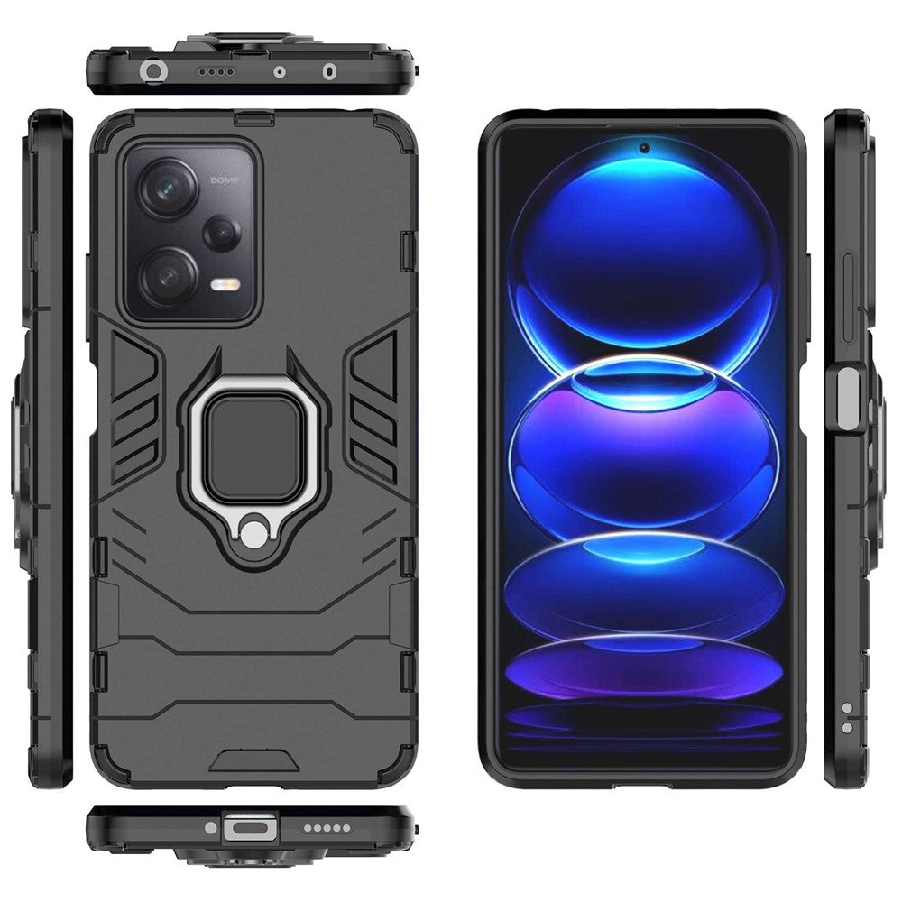 For Xiaomi Redmi Note 12 Pro 5G / Note 12 Pro Speed 5G / Poco X5 Pro 5G Ring Kickstand Phone Drop-proof Case PC+TPU Protective Back Cover