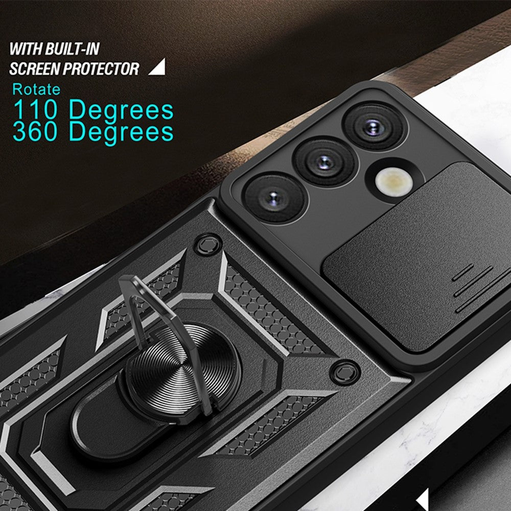 For Samsung Galaxy S26 Case with Slide Camera Lid PC + TPU Kickstand Phone Cover