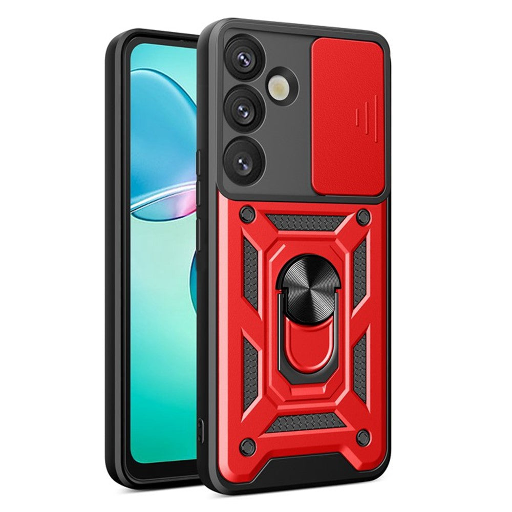 For Samsung Galaxy S26 Case with Slide Camera Lid PC + TPU Kickstand Phone Cover