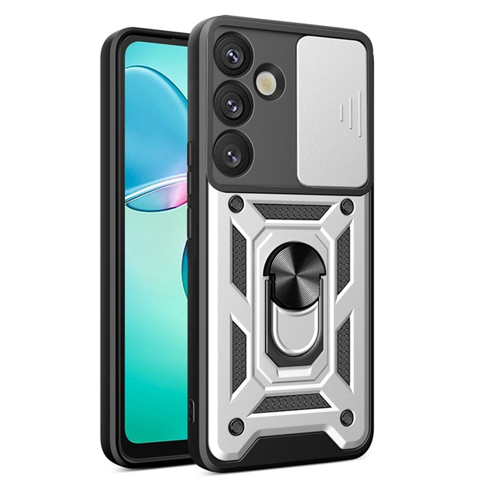For Samsung Galaxy S26 Case with Slide Camera Lid PC + TPU Kickstand Phone Cover