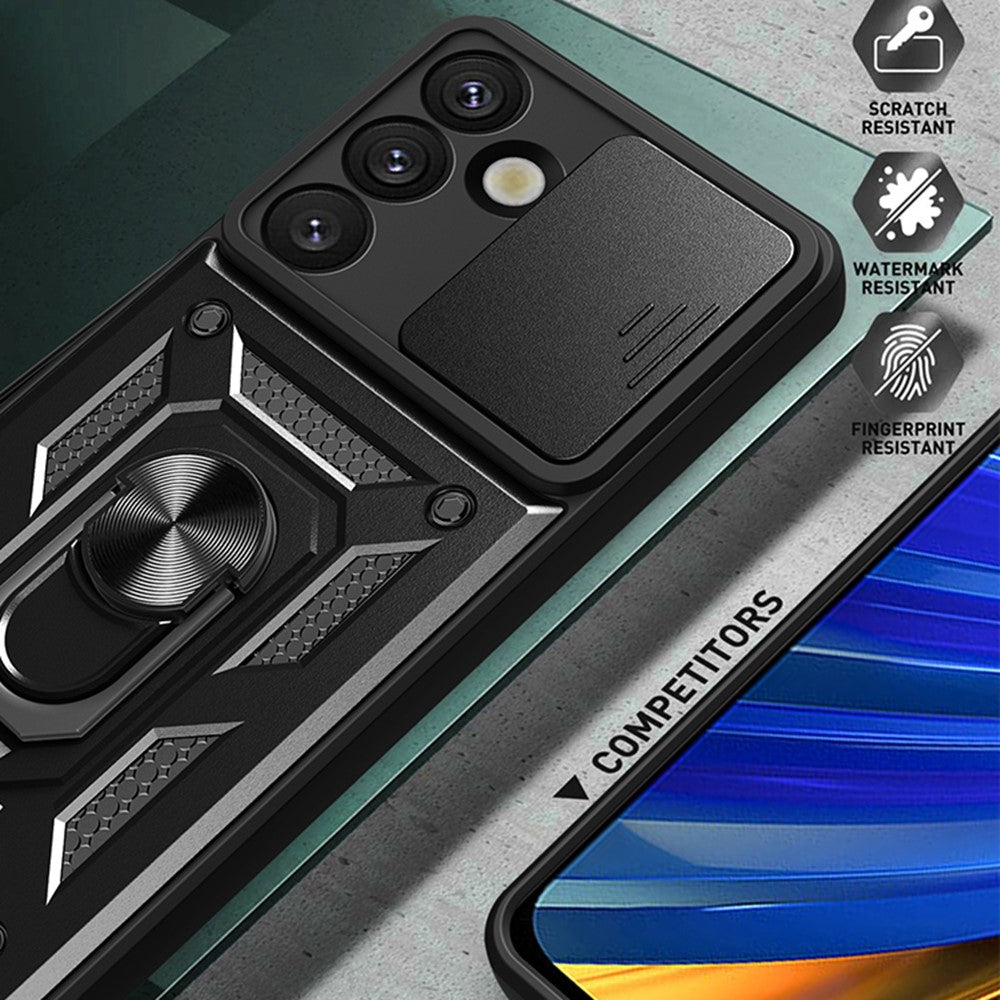 For Samsung Galaxy A57 5G Case with Slide Camera Lid PC + TPU Kickstand Phone Cover