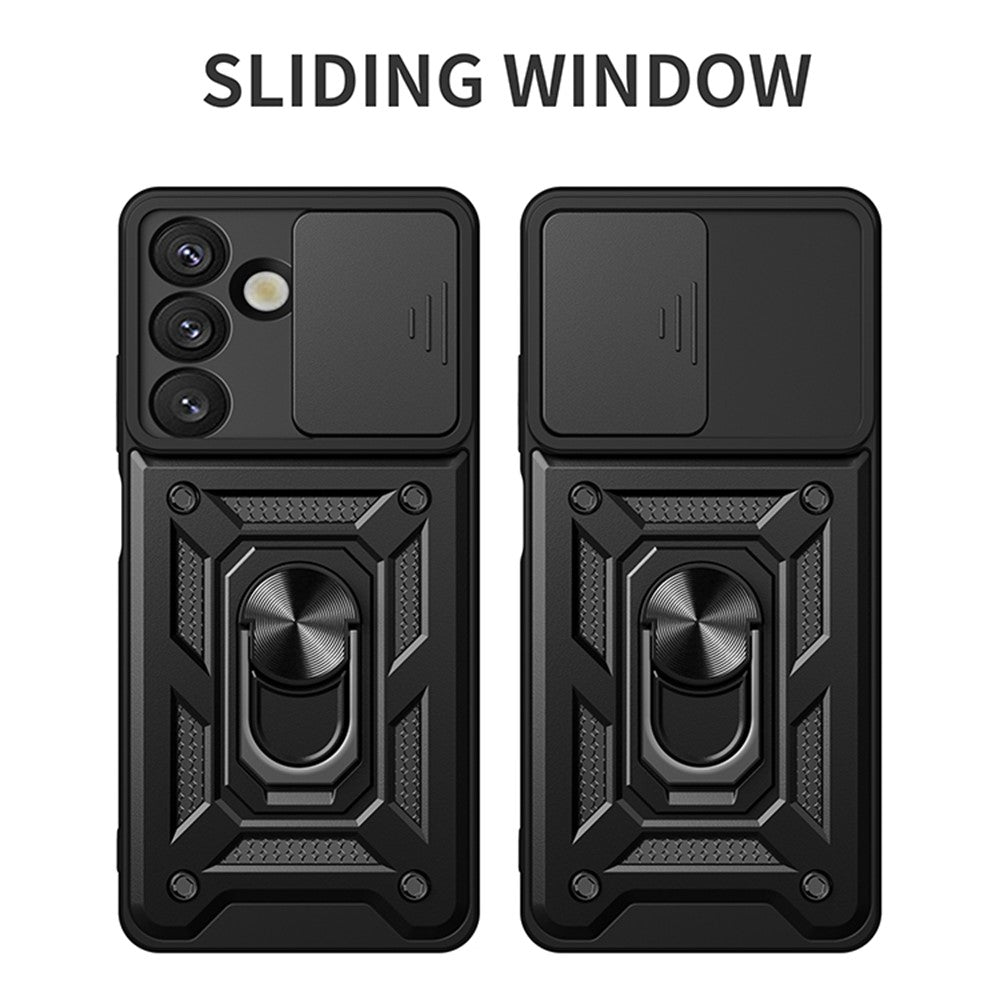 For Samsung Galaxy A57 5G Case with Slide Camera Lid PC + TPU Kickstand Phone Cover